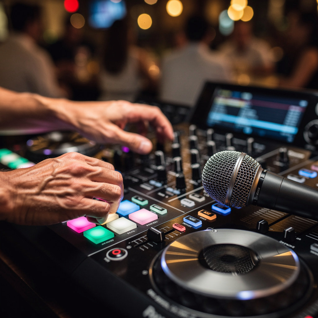 EL Karaoke professional DJ hosting a lively karaoke night with a crowd in Santa Barbara